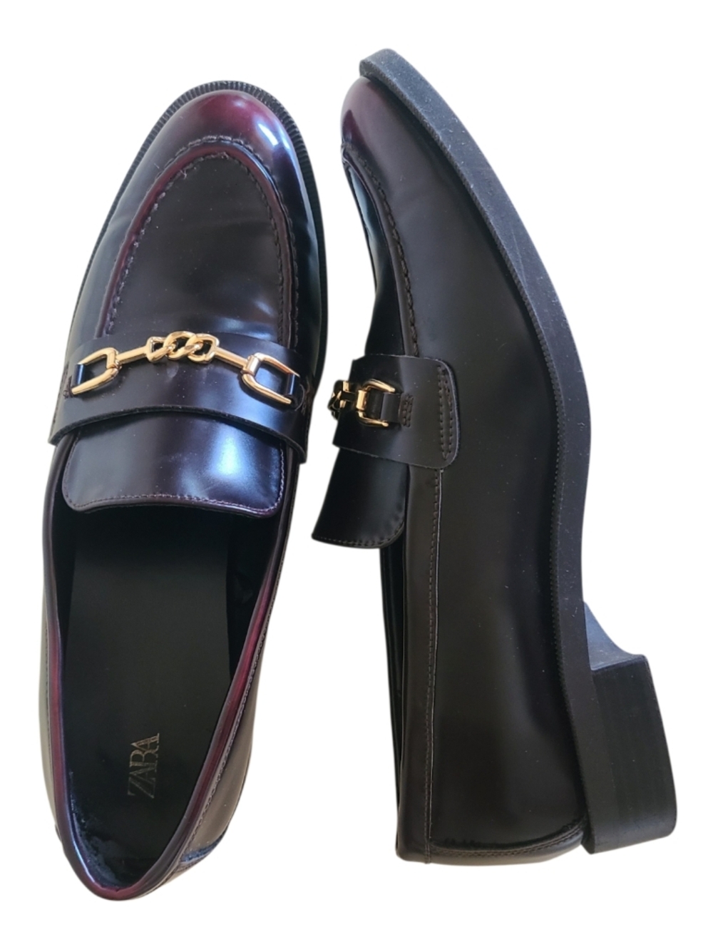 zara loafers burgundy with horse bit accent size 38 (8)